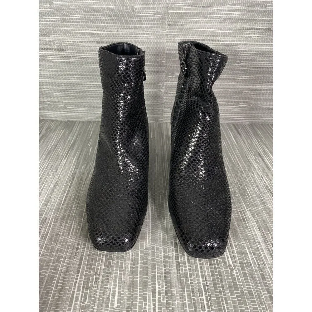 Franco Sarto Womens L-Marquee Ankle Boots Snake Skin Leather‎ Side Zip Size 5M